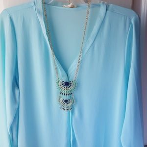 Long 2 tiered tribal statement necklace